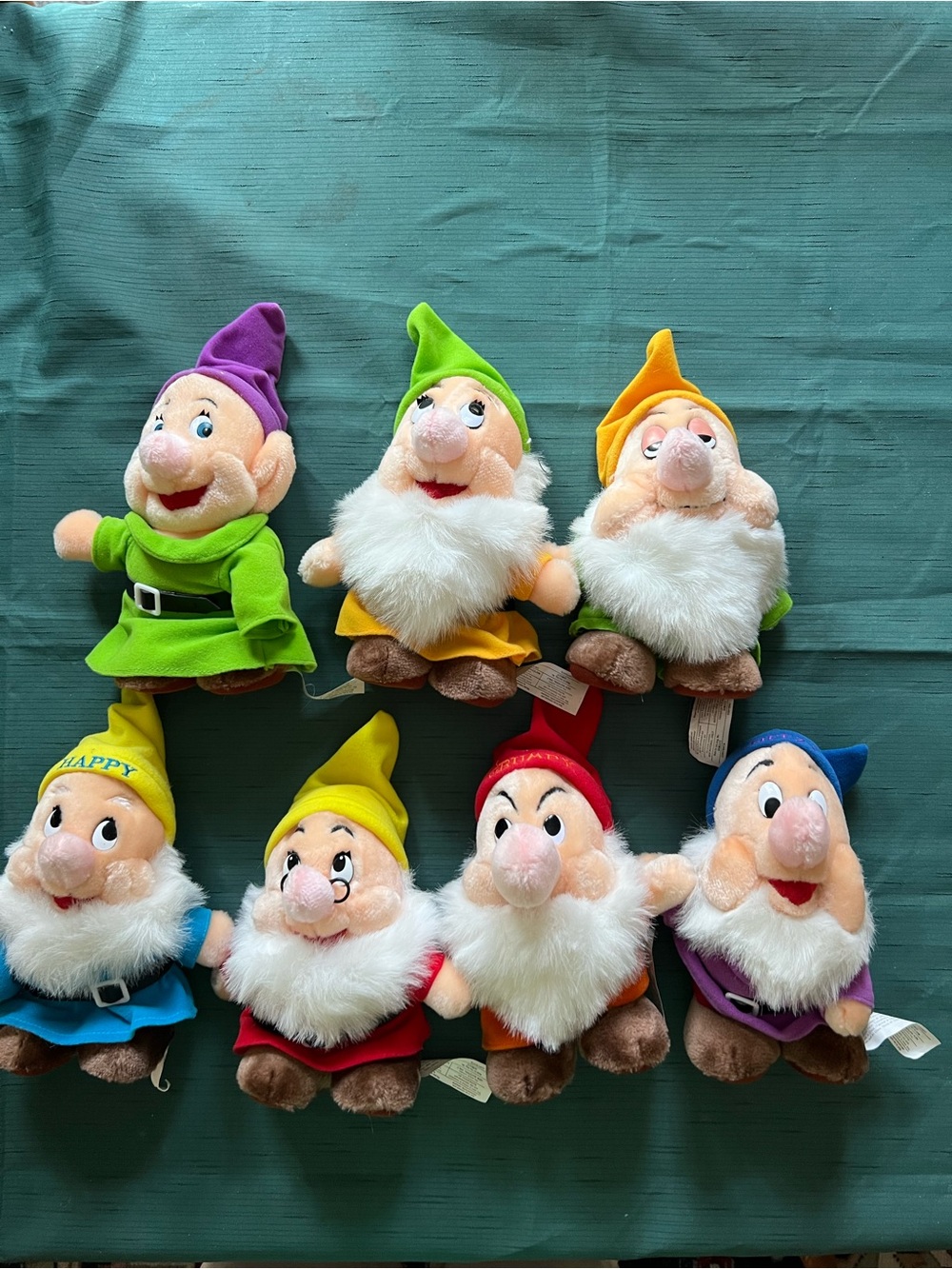 Plush Seven Dwarfs Set - Colorful Soft Toy Characters vintage Disney-perfect